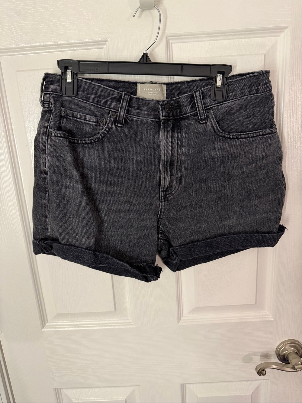 Everlane Washed Black Denim Roll-Cuff Women's Shorts